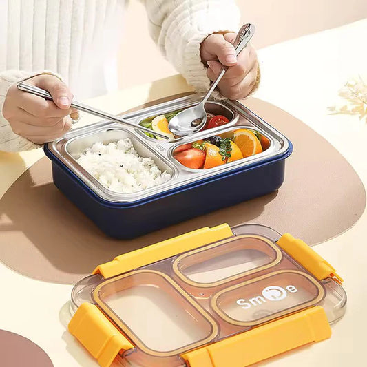 Toki Buffet 3 Compartment Stainless Steel Bento Box with Cutlery