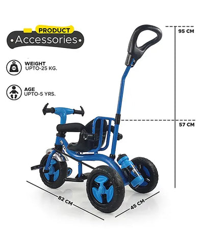 Dash Micro 2 in 1 Tricycle with Parental Handle & Secured Sidebar, Snipper Water Bottle - Blue Dash Micro 2 in 1 Tricycle with Parental Handle & Secured Sidebar, Snipper Water Bottle - Blue