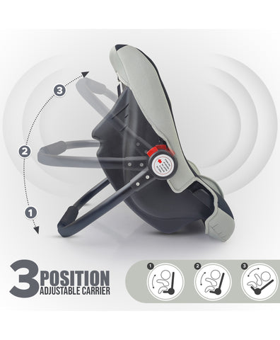 Dash Multi Purpose Baby Carry Cot Cum Car Seat with Recline Position- Grey Dash Multi Purpose Baby Carry Cot Cum Car Seat with Recline Position- Grey