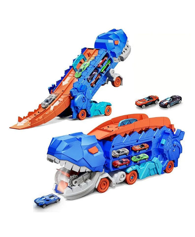Dinosaur Storage Truck Toy- Transformable Into Standing Dinosaur- Foldable & Sliding 25-Inch Race Track with 2 Alloy Cars-Toddler Car Toys Set Dinosaur Storage Truck Toy- Transformable Into Standing Dinosaur- Foldable & Sliding 25-Inch Race Track with 2 Alloy Cars-Toddler Car Toys Set