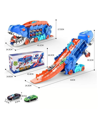 Dinosaur Storage Truck Toy- Transformable Into Standing Dinosaur- Foldable & Sliding 25-Inch Race Track with 2 Alloy Cars-Toddler Car Toys Set Dinosaur Storage Truck Toy- Transformable Into Standing Dinosaur- Foldable & Sliding 25-Inch Race Track with 2 Alloy Cars-Toddler Car Toys Set