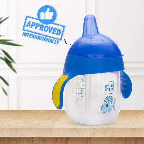 Mee Mee Twin Handle Straw Sipper Cup (Blue, Plastic) 240ml Mee Mee Twin Handle Straw Sipper Cup (Blue, Plastic) 240ml