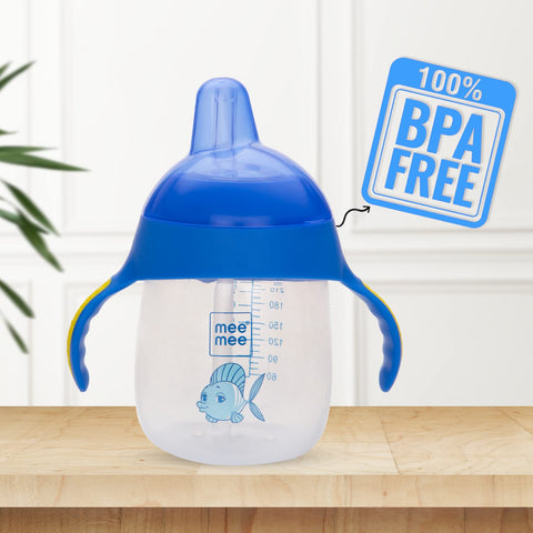 Mee Mee Twin Handle Straw Sipper Cup (Blue, Plastic) 240ml Mee Mee Twin Handle Straw Sipper Cup (Blue, Plastic) 240ml