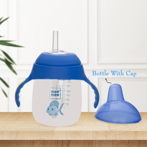 Mee Mee Twin Handle Straw Sipper Cup (Blue, Plastic) 240ml Mee Mee Twin Handle Straw Sipper Cup (Blue, Plastic) 240ml