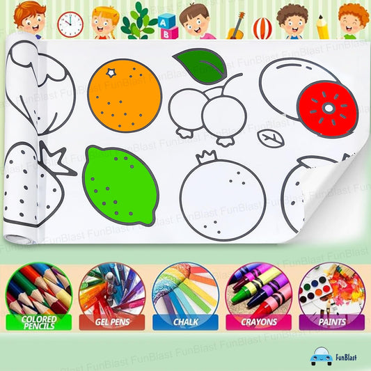 Children's Drawing Roll, Coloring Paper Roll, 30 X 300 Cm DIY Painting Paper Roll, Sticky Art Roll, Early Educational Toys for Kids (assorted prints)