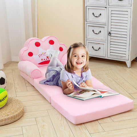 DOREMON Foldable Kids Sofa, Plush Children Couch Backrest Armchair Bed with Pocket, Cartoon Upholstered 2 in 1 Flip Open Couch Seat for Infant Toddler DOREMON Foldable Kids Sofa, Plush Children Couch Backrest Armchair Bed with Pocket, Cartoon Upholstered 2 in 1 Flip Open Couch Seat for Infant Toddler