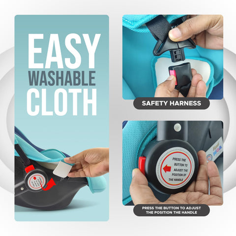 Dash 4 in 1 Infant Baby Car Seat, Carry Cot and Rocker with Canopy for Kids 0-15 Months (Upto 13 Kg | Blue) Dash 4 in 1 Infant Baby Car Seat, Carry Cot and Rocker with Canopy for Kids 0-15 Months (Upto 13 Kg | Blue)