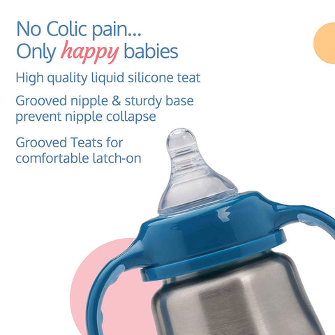 LuvLap 3 in 1 Baby Steel Sipper, Made of Rust Free SS304 Stainless Steel, Ergonomic Handle, Spout & Weighted Straw, Blue, 3M+, 240 ml LuvLap 3 in 1 Baby Steel Sipper, Made of Rust Free SS304 Stainless Steel, Ergonomic Handle, Spout & Weighted Straw, Blue, 3M+, 240 ml