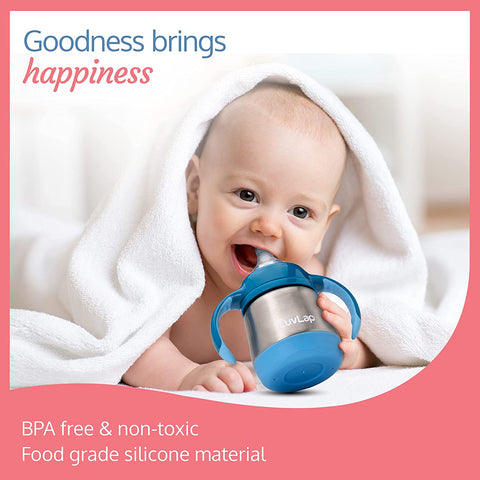 LuvLap 3 in 1 Baby Steel Sipper, Made of Rust Free SS304 Stainless Steel, Ergonomic Handle, Spout & Weighted Straw, Blue, 3M+, 240 ml LuvLap 3 in 1 Baby Steel Sipper, Made of Rust Free SS304 Stainless Steel, Ergonomic Handle, Spout & Weighted Straw, Blue, 3M+, 240 ml