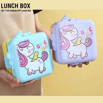 Unicorn Insulated Steel Lunch Box - 3 Grids, 1120ml + 70ml with Steel Spoon & Small Container