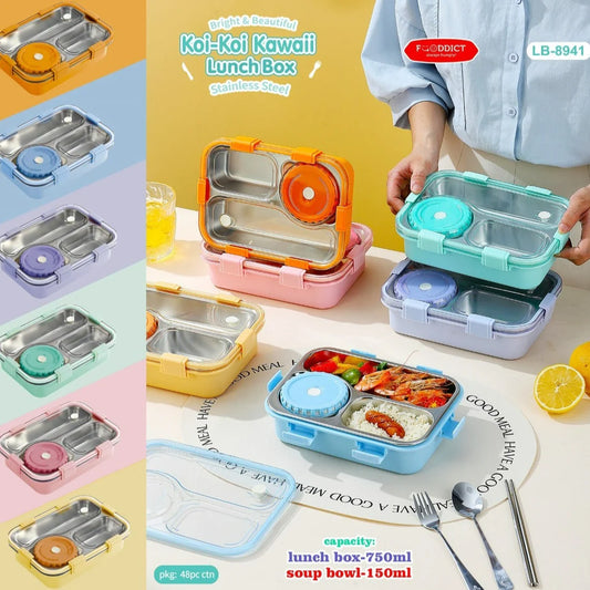 The Ultimate 3-Compartment Leak-Proof Seals 750ml Stainless Steel Lunch Box with 150ml Bowl