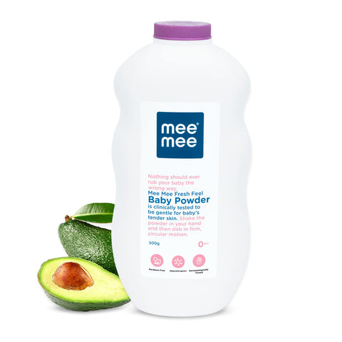Mee Mee Baby Talcum Powder |Dermatologically tested | Gentle for Newborns | Anti - rash | Paraben free | 0m+ ( Fresh Feel - 500g Pack of 1) Mee Mee Baby Talcum Powder |Dermatologically tested | Gentle for Newborns | Anti - rash | Paraben free | 0m+ ( Fresh Feel - 500g Pack of 1)