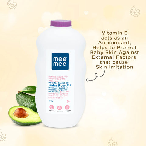 Mee Mee Baby Talcum Powder |Dermatologically tested | Gentle for Newborns | Anti - rash | Paraben free | 0m+ ( Fresh Feel - 500g Pack of 1) Mee Mee Baby Talcum Powder |Dermatologically tested | Gentle for Newborns | Anti - rash | Paraben free | 0m+ ( Fresh Feel - 500g Pack of 1)