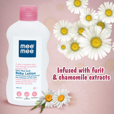 Mee Mee Nourishing Baby Lotion infused with Chamomile and Fruit Extracts for all Skin types and Newborn Babies/kids (500ml) Mee Mee Nourishing Baby Lotion infused with Chamomile and Fruit Extracts for all Skin types and Newborn Babies/kids (500ml)