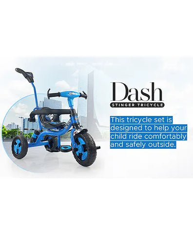 Dash Micro 2 in 1 Tricycle with Parental Handle & Secured Sidebar, Snipper Water Bottle - Blue