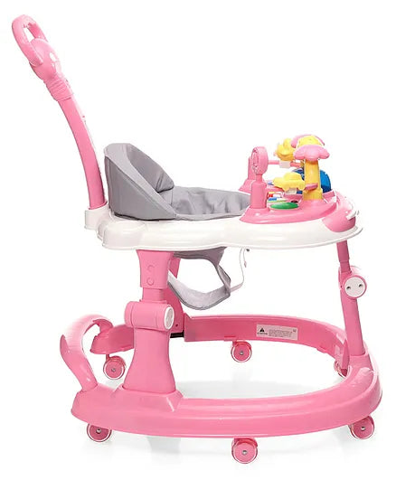 Steelbird Baby Walker with Parental Handle and Toy Bar - Pink