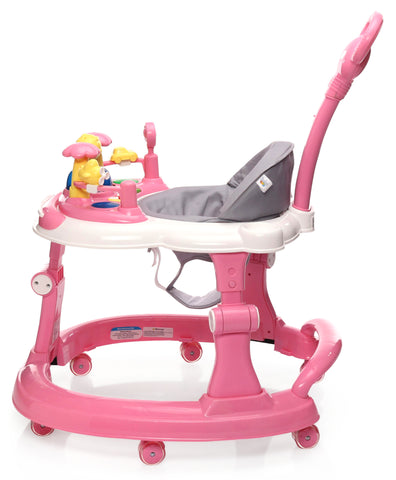 Steelbird Baby Walker with Parental Handle and Toy Bar - Pink