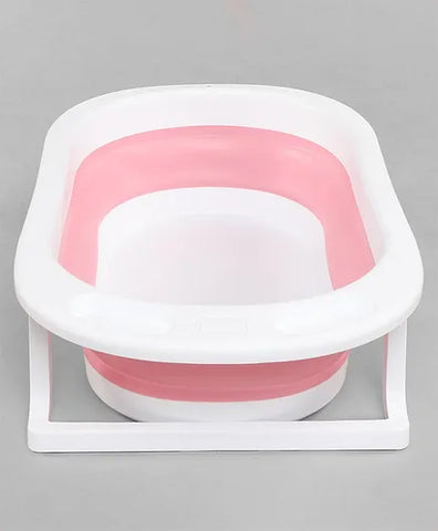 Folding Baby Bath Tub with Drain Plug - Pink