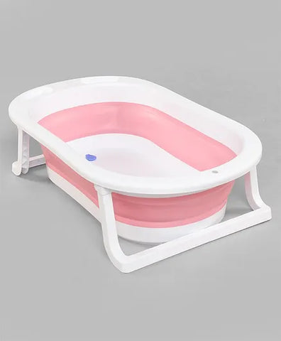 Folding Baby Bath Tub with Drain Plug - Pink