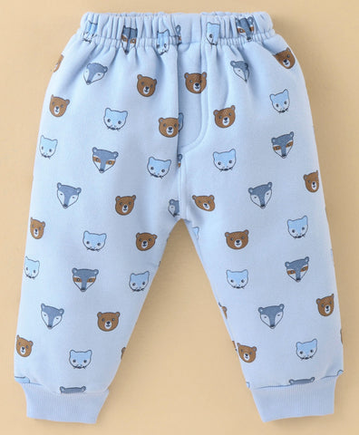 Mini Taurus Cotton Knit Full Sleeves Fox Printed Night Suit - Blue