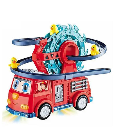 Fire Rail Car Duck with Swivel Slide Toy With Light And Music For Kids - Multicolor