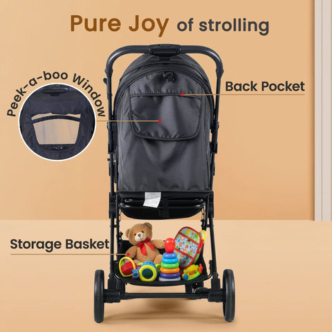 LuvLap Elite Baby Stroller, Pram for 0 to 3 Years with 5 Point Safety Harness, Large Storage Basket, Easy Fold, Extendable Canopy