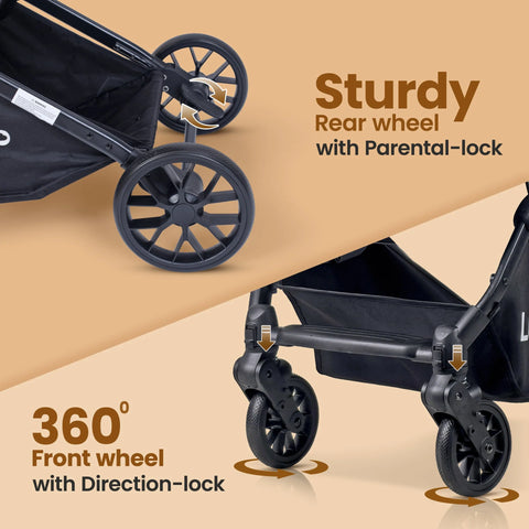 LuvLap Elite Baby Stroller, Pram for 0 to 3 Years with 5 Point Safety Harness, Large Storage Basket, Easy Fold, Extendable Canopy