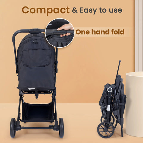 LuvLap Elite Baby Stroller, Pram for 0 to 3 Years with 5 Point Safety Harness, Large Storage Basket, Easy Fold, Extendable Canopy