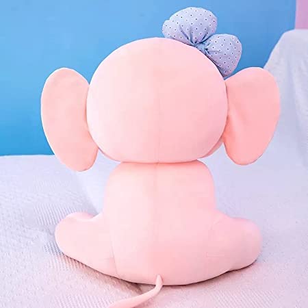 Bow Elephants Super Soft Stuffed Cute Lovely Elephant Plush Toy Cartoon Characters Kids Favorite Ellie Soft Toy Animal Smile for Girls & Boys Car Birthday Home Decoration Item (Size-60 cm, Large) (Pink) (Big Size)