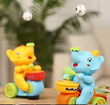 Elephant Musician Toy for Kids with Music and Flashing Light Walking Drum Playing with 2 Lavitation Ball Electric Toys for Kids Cute Elephant Musical Toy