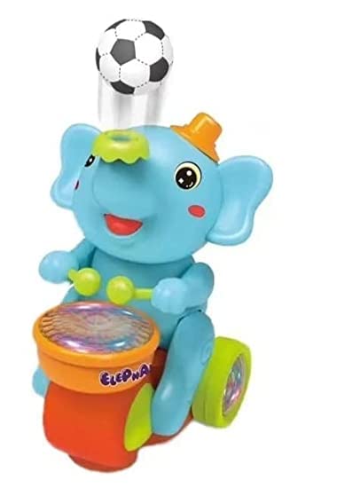 Elephant Musician Toy for Kids with Music and Flashing Light Walking Drum Playing with 2 Lavitation Ball Electric Toys for Kids Cute Elephant Musical Toy