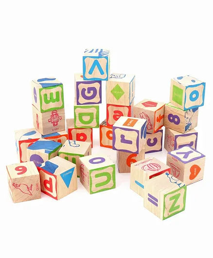 Giggles Wooden Info Cubes Set Multicolor - 26 Pieces