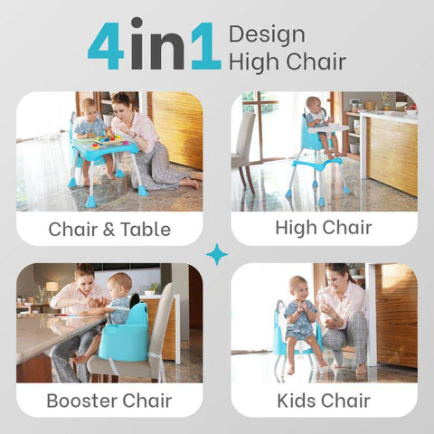 4 In 1 Cherry Berry Grand High Chair - Convertible, Removable Tray, Non Slippery-Anti Tipping