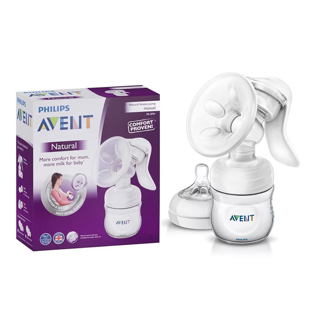 Philips Avent BPA Free Comfort Manual Breast Pump, soft petal shape massage cushions for easy expression Scf330/20