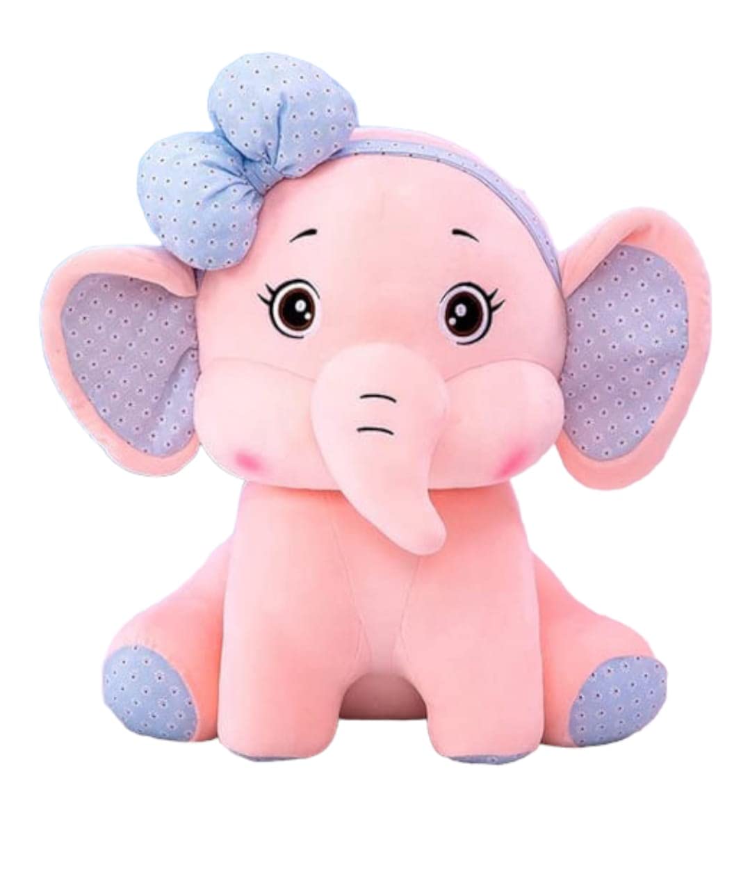 Bow Elephants Super Soft Stuffed Cute Lovely Elephant Plush Toy Cartoon Characters Kids Favorite Ellie Soft Toy Animal Smile for Girls & Boys Car Birthday Home Decoration Item (Size-60 cm, Large) (Pink) (Big Size)