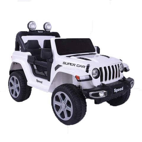 Sports Jeep 08 Speed 12V Rechargeable Battery Operated Ride on Jeep to Drive for 1-7 Years Kids/Baby/Girls/Boys with Swing Option, Music, Lights and Remote Control- White