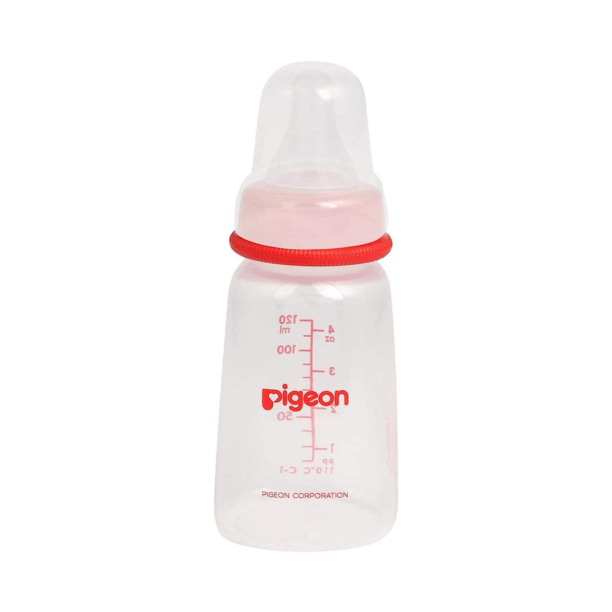 Pigeon Peristaltic Baby Nursing/Feeding Bottle KPP Nipple S,For 0+ Month Babies,BPA Free,BPS Free,Square Base,Red,120 ml