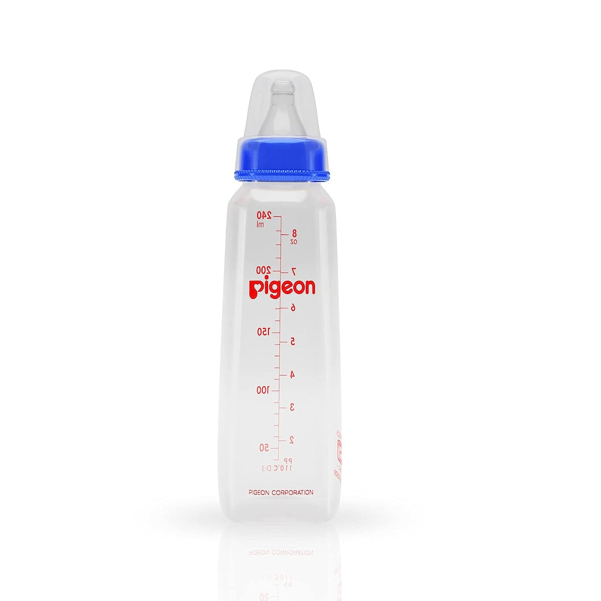 Pigeon Peristaltic Baby Nursing/Feeding Bottle KPP Nipple LL,for 12+ Month Babies,BPA Free,BPS Free,Square Base,Blue,240 ml