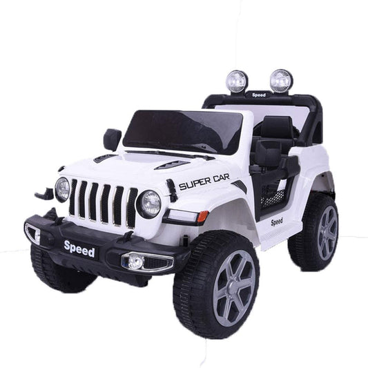 Sports Jeep 08 Speed 12V Rechargeable Battery Operated Ride on Jeep to Drive for 1-7 Years Kids/Baby/Girls/Boys with Swing Option, Music, Lights and Remote Control- White