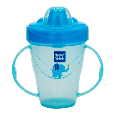 Mee Mee Plastic Easy Grip BPA-Free Anti Spill Sipper Cup with Twin Handle Spout for Baby (Blue, 180ml)