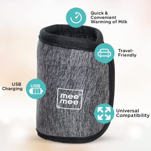 Mee Mee Portable Baby Bottle Warmer with Mee Mee Portable Baby Bottle Warmer with Quick USB Charging | 10 Mins to Warm Baby Milk Using Battery Pack Quick...