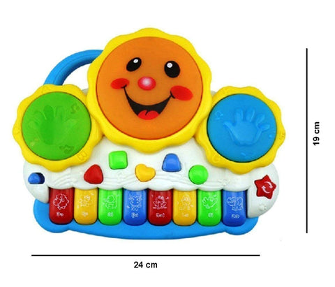 Drum Keyboard Musical Toys with Flashing Lights - Animal Sounds and Songs,Plastic,Multi Color(Pack of 1)