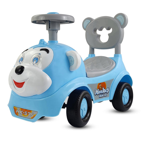 Monkey Manual Push Ride On Car for Kids 2 Years, Baby Car with Steering non-musical  Birthday Gift for Baby Boy & Girl, Under Seat Storage & Safety Backrest