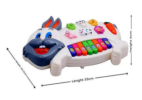 Musical Rabbit Piano Toy with Flashing Light & Sound for Kid, Early Development Musical Toy- Assorted (Pack of 1)