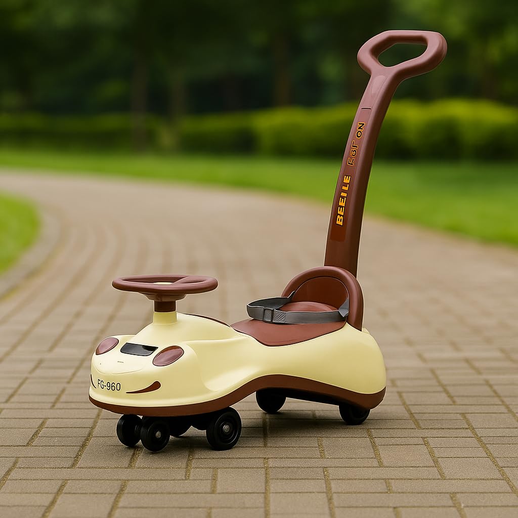 Beetle Swing Car Rider with Parental Handle -Beetle Twist and Swing Magic Car Ride On for Kids with Steering Music and Lights Age 3+
