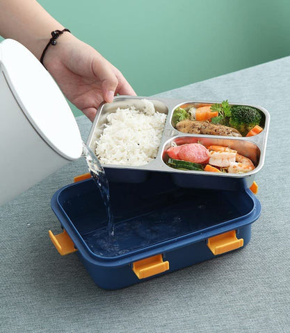 Lunch Box for Kids – 3 Compartment Insulated Lunch Box Stainless Steel Tiffin Box for Boys, Girls, School & Office Men 750 ml