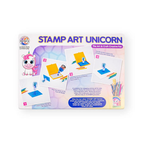 Ratna's Stamp Art Unicorn Theme, Art & Craft Creative Fun for Kids - Stamping & Colouring Set DIY Kit for Boys & Girls