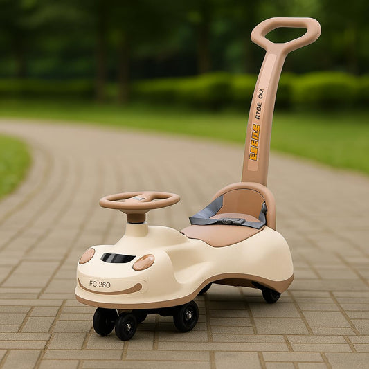 Beetle Swing Car Rider with Parental Handle -Beetle Twist and Swing Magic Car Ride On for Kids with Steering Music and Lights Age 3+