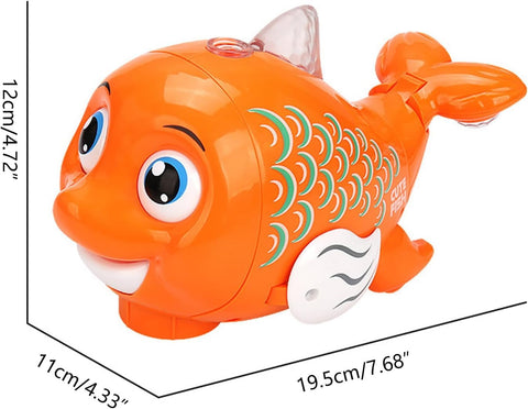 Musical Fish Toy for Kids with Universal Wheel Bump n Go, Blowing Ball Function, Flashing Light & Sound Toy for Babies Boys Girls (Pack of 1) Multicolor