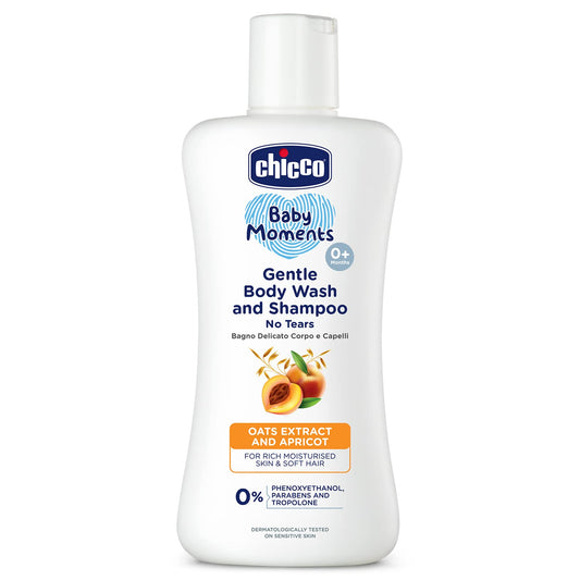 Chicco Baby Moments Gentle Body Wash and Shampoo for Tear-Free Bath time, Suitable for Baby’s Gentle Skin and Soft Hair, No Phenoxyethanol and Parabens